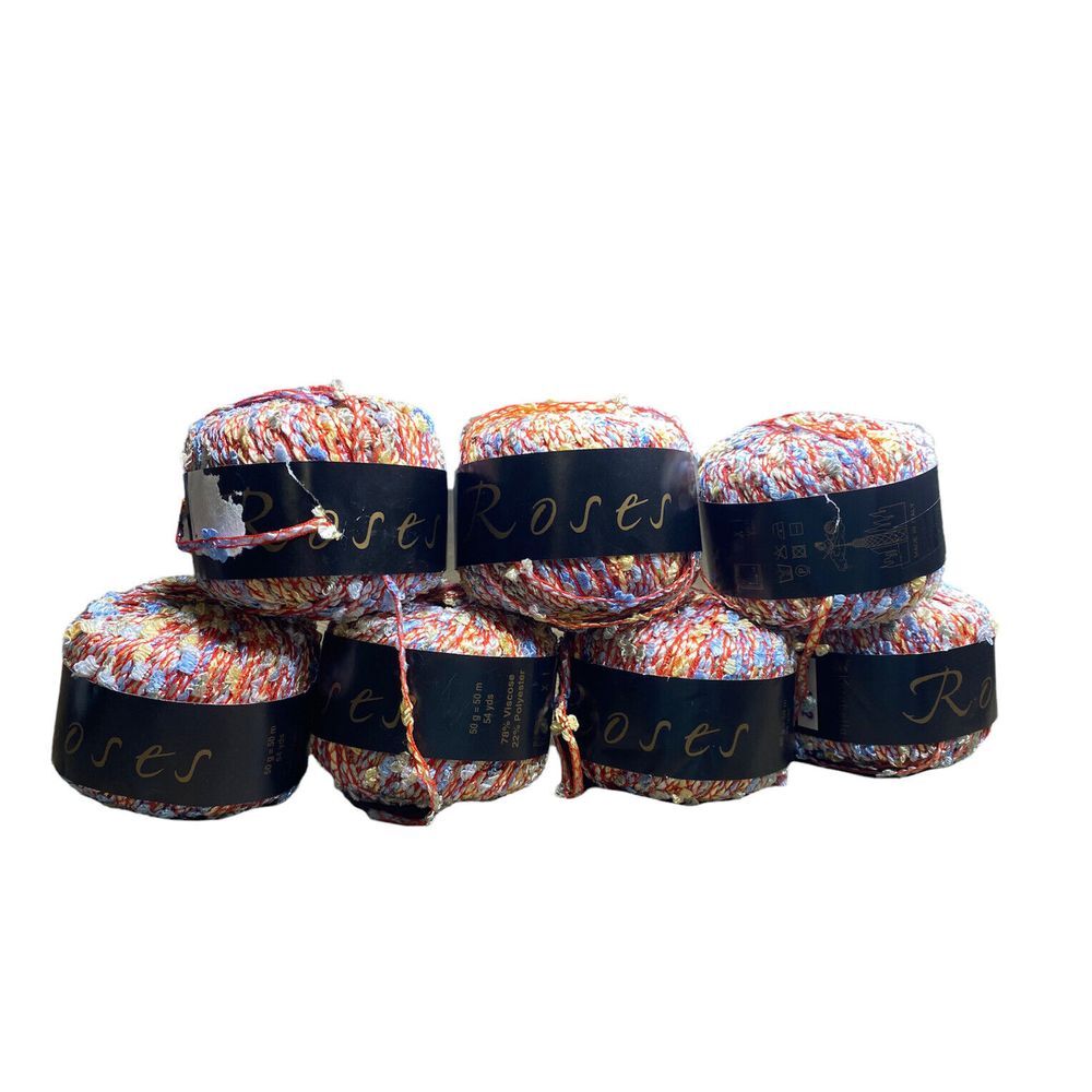 6 Karabella Yarn Roses Fashion Red Blue Yellow Italy Viscose Polyester Color 4